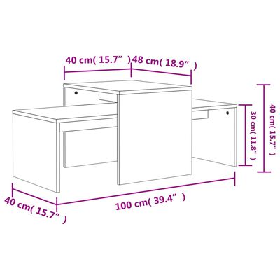 vidaXL Salongbordsett betonggrå 100x48x40 cm sponplate