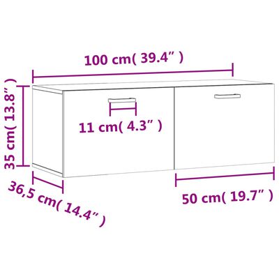 vidaXL Veggskap 2 stk brun eik 100x36,5x35 cm konstruert tre