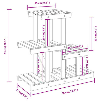 vidaXL Blomsterstativ 58x25x51 cm heltre gran