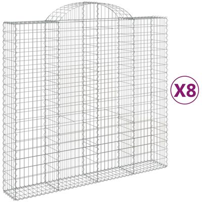 vidaXL Gabionkurver buede 8 stk 200x50x180/200 cm galvanisert jern