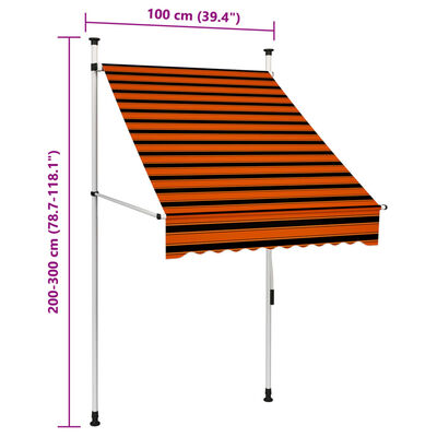 vidaXL Manuell uttrekkbar markise 250 cm oransje og brun