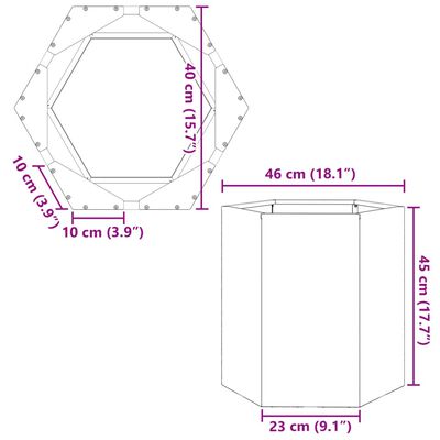 vidaXL Plantekasse antrasitt sekskantet 46x40x45 cm stål