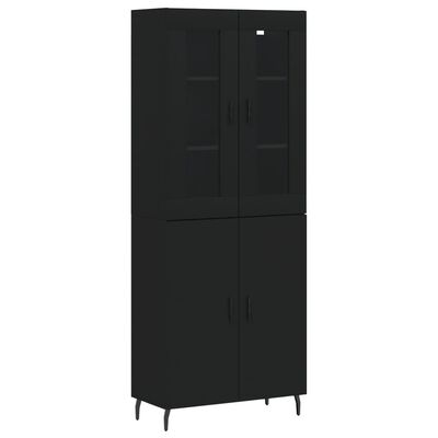 vidaXL Highboard svart 69,5x34x180 cm konstruert tre