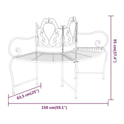 vidaXL Benk rund tre 150 cm svart stål