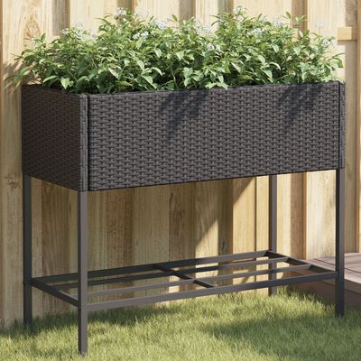 vidaXL Plantekasser med hylle 2 stk svart 90x40x75 cm polyrotting