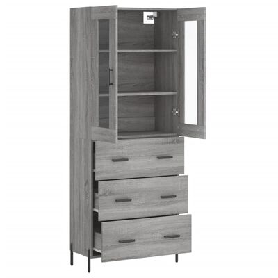 vidaXL Highboard grå sonoma 69,5x34x180 cm konstruert tre