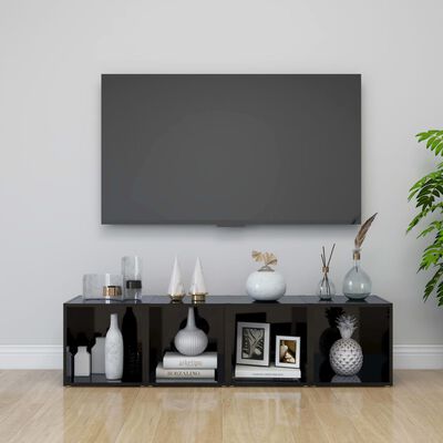 vidaXL TV-benker 4 stk høyglans svart 37x35x37 cm konstruert tre