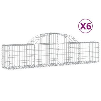 vidaXL Gabionkurver buede 6 stk 200x30x40/60 cm galvanisert jern