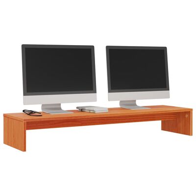 vidaXL Monitorstativ voksbrun 100x27x15 cm heltre furu