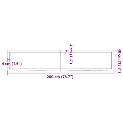 vidaXL Benkeplate til bad lysebrun 200x40x(2-6) cm behandlet heltre