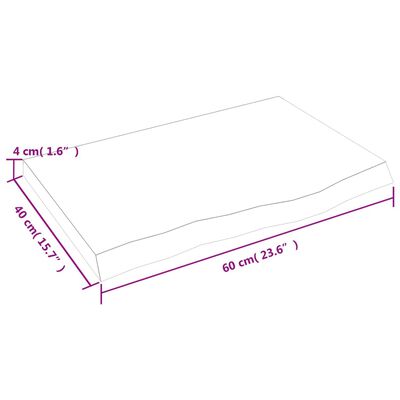 vidaXL Benkeplate til bad mørkebrun 60x40x(2-4) cm behandlet heltre