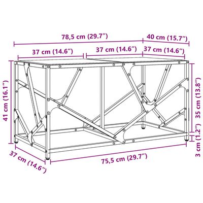 vidaXL Sofabord med gjennomsiktig glassplate 78,5x40x41 cm stål