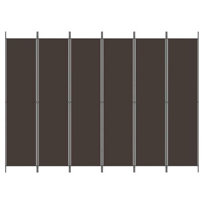 vidaXL Romdeler 6 paneler brun 300x220 cm stoff