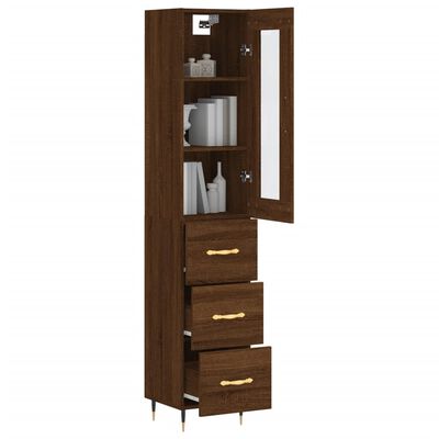 vidaXL Highboard brun eik 34,5x34x180 cm konstruert tre