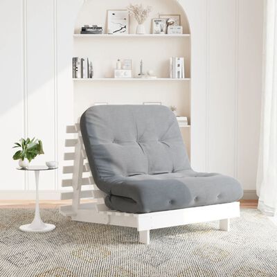 vidaXL Futonsofa med madrass hvit 80x206x11 cm heltre furu