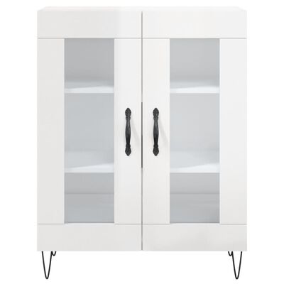 vidaXL Highboard høyglans hvit 69,5x34x180 cm konstruert tre