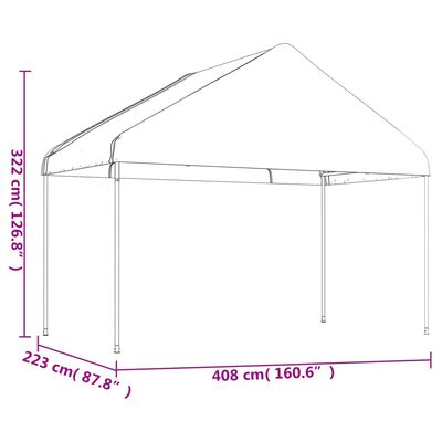 vidaXL Paviljong med tak hvit 13,38x4,08x3,22 m polyetylen