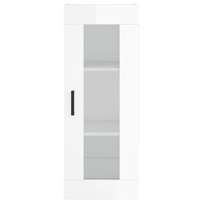 vidaXL Highboard høyglans hvit 34,5x34x180 cm konstruert tre