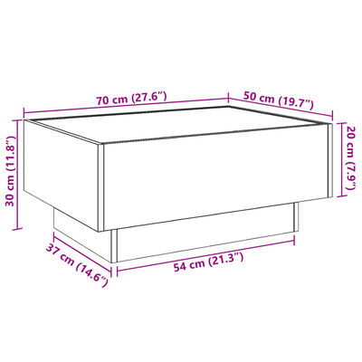 vidaXL Salongbord med LED sonoma eik 70x50x30 cm konstruert tre