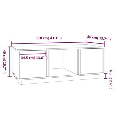 vidaXL Salongbord svart 110x50x40 cm heltre furu