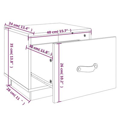 vidaXL Nattbord 2 stk hvit 40x34x35 cm heltre furu