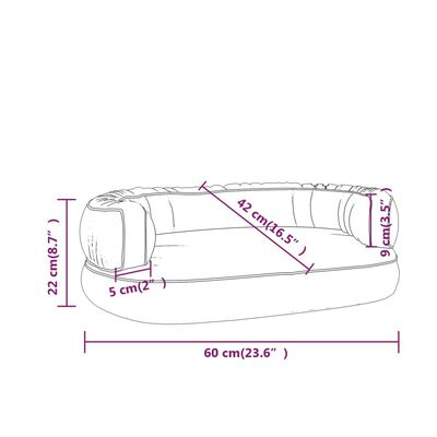 vidaXL Ergonomisk hundeseng skum brun 60x42 cm kunstig skinn