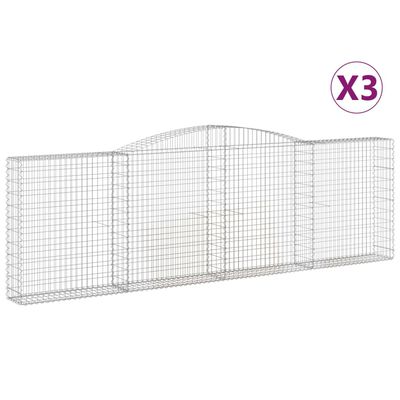 vidaXL Gabionkurver buede 3 stk 400x30x120/140 cm galvanisert jern