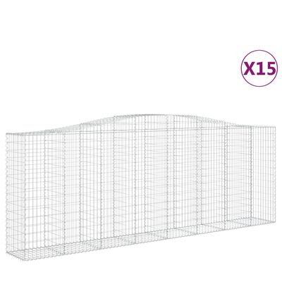 vidaXL Gabionkurver buede 15 stk 400x50x140/160 cm galvanisert jern