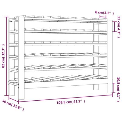 vidaXL Vinstativ 109,5x30x82 cm heltre furu