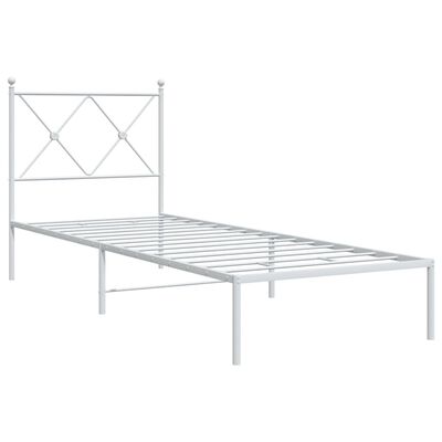 vidaXL Sengeramme i metall uten madrass med hodegavl hvit 75x190 cm