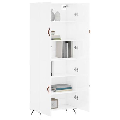 vidaXL Highboard høyglans hvit 69,5x34x180 cm konstruert tre