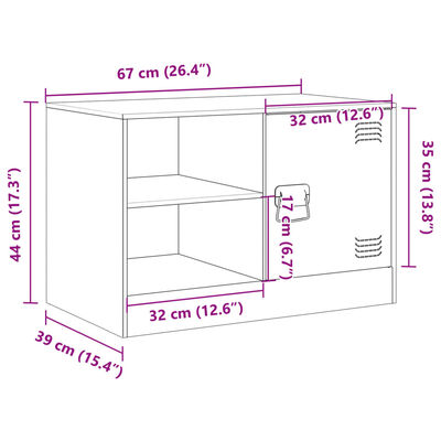 vidaXL TV-benker 2 stk antrasitt 67x39x44 cm stål