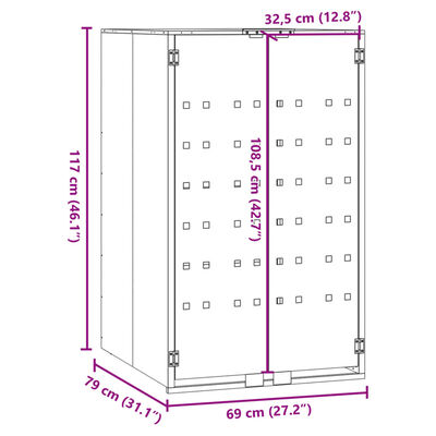 vidaXL Søppeldunkskur for enkelt dunk antrasitt 69x79x117 cm stål