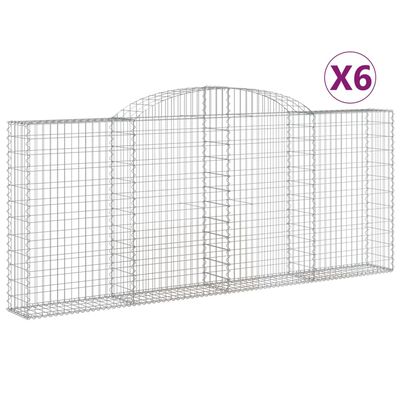 vidaXL Gabionkurver buede 6 stk 300x30x120/140 cm galvanisert jern