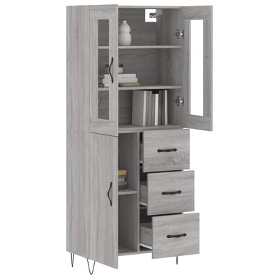 vidaXL Highboard grå sonoma 69,5x34x180 cm konstruert tre