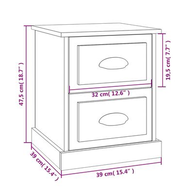 vidaXL Nattbord svart 39x39x47,5 cm konstruert tre