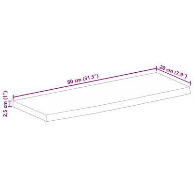 vidaXL Bordplate med naturlig kant 80x20x2,5 cm heltre mango