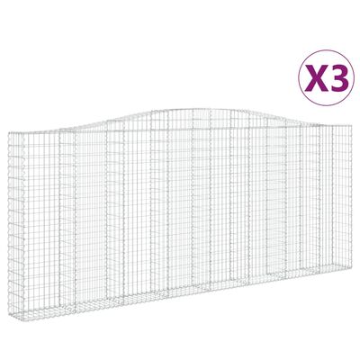 vidaXL Gabionkurver buede 3 stk 400x30x160/180 cm galvanisert jern