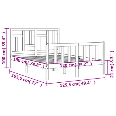 vidaXL Sengeramme med hodegavl svart 4FT small double heltre