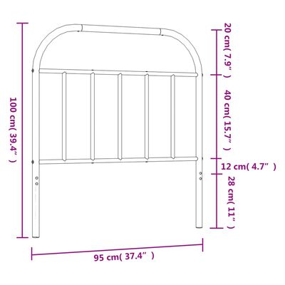 vidaXL Sengegavl i metall svart 90 cm