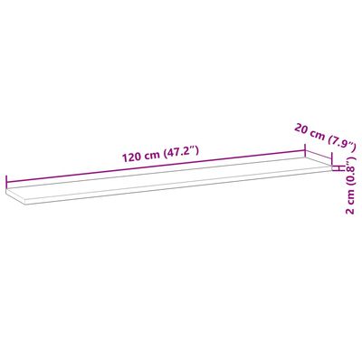 vidaXL Flytende hyller 3 stk 120x20x2 cm ubehandlet heltre akasie