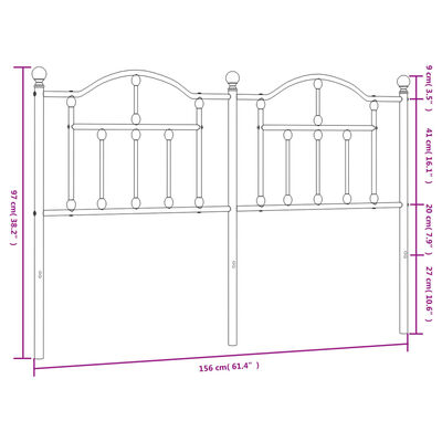 vidaXL Sengegavl i metall hvit 150 cm