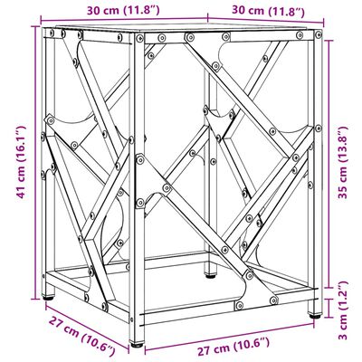 vidaXL Sofabord med gjennomsiktig glassplate 30x30x41 cm stål