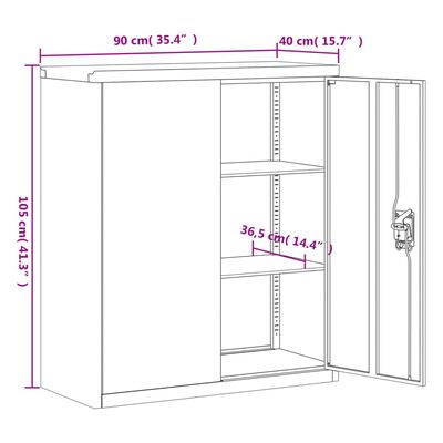 vidaXL Arkivskap svart 90x40x145 cm stål