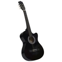 vidaXL Western klassisk cutaway gitar med 6 strenger svart 38"