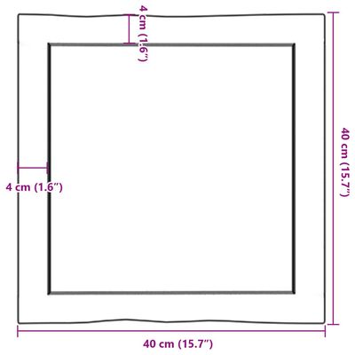 vidaXL Bordplate lysebrun 40x40x(2-6)cm behandlet heltre naturlig kant