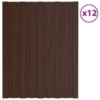 vidaXL Takplater 12 stk brun 60x45 cm galvanisert stål