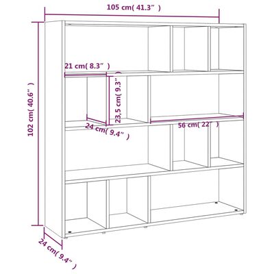 vidaXL Bokhylle/romdeler svart 105x24x102 cm