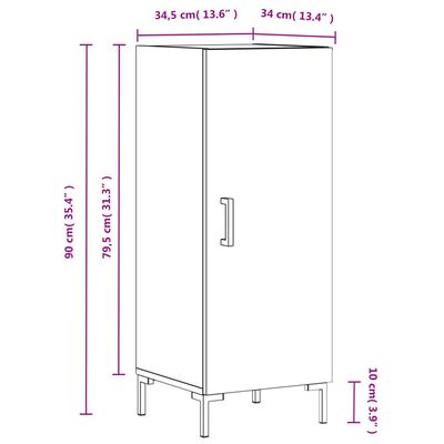 vidaXL Skjenk røkt eik 34,5x34x90 cm konstruert tre