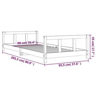 vidaXL Barnesengeramme svart 90x200 cm heltre furu